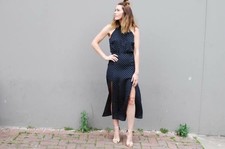 Zimmermann Esplanade Picnic Dress Size 0 AU/UK8 US4 Navy Polka Dot Silk Party