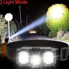 Super Bright Waterproof LED Head Torch Headlight USB Rechargeable Headlamp UK