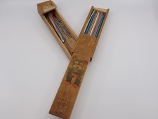 Lot Crochet Hooks Needles in Wood Pencil Box Susan Bates Boye Watson Bucilla