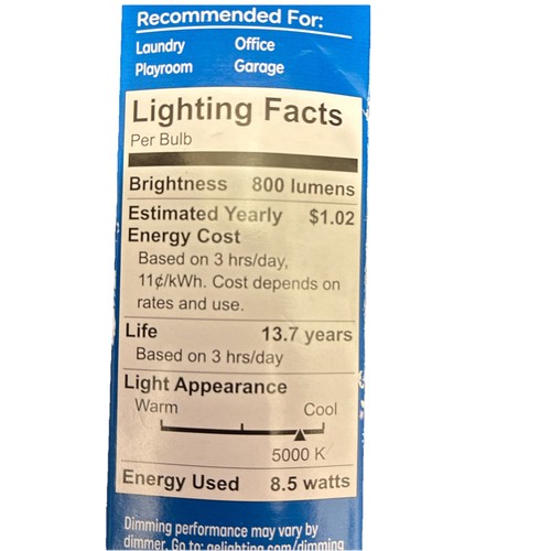 2pk GE Decorative 60-Watt 8.5w T10 Medium Base LED Daylight Dimmable HD Lighting - Picture 2 of 3