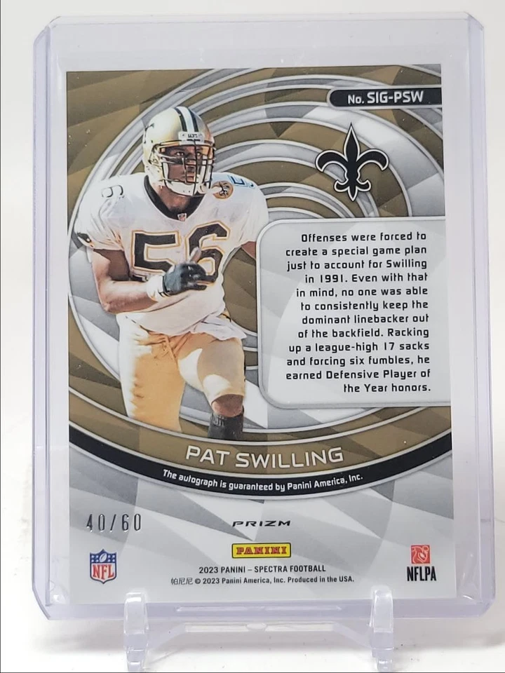 PAT SWILLING 2023 SPECTRA AUTOGRAPH HYPER PRIZM SAINTS AUTO /60 Q5818 - Image 2 of 2