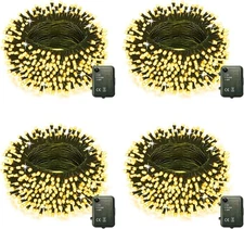 Warm White Battery String Lights 4-Pack, 66.6ft 200-LED Twinkle Fairy Lights for