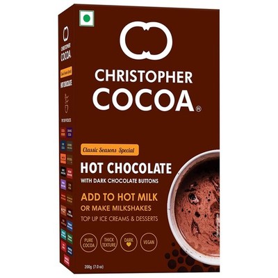 CHRISTOPHER COCOA HOT DRINKING CHOCOLATE POWDER WITH DARK CHOCOLATE BUTTONS   20