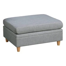 Gimy 37 Inch Ottoman- Cushioned Seat- Gray Dorris Upholstery- Solid Wood