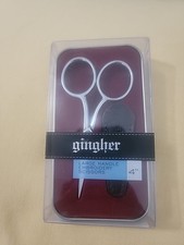 Gingher Large Handle Embroidery Scissors 4"-W/Leather Sheath  Metal Case NIB