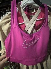 Nike Dri-Fit Women's Activewear Sports Bra Pink, Size Medium