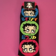 Betty Boop Slipper Socks Size 9-11 Black Multicolor Cartoon Character Print