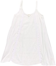 Self Esteem Womens Textured V-Neck Shift Dress, White, Juniors, X-Small
