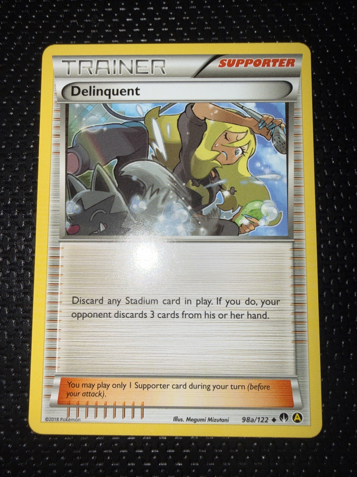 Pokémon 2018 Trainer Supporter Delinquent Card Alt Art 98a/122 NM Condition