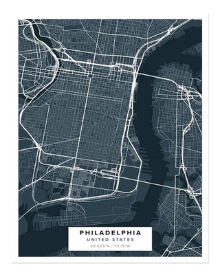 Philadelphia Stadtplan Wandkunst Modernes Urbanes Design Stadtkarte Wa