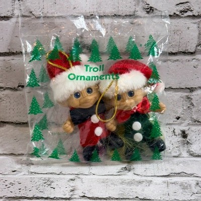 Vintage Russ Berrie Trolls Lot Christmas SEALED Bag Twins Bow Tie Ornaments Toy