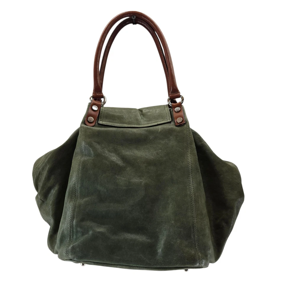 Sundance Shoulder Bag Olive Green Leather British Tan Crossbody Strap Slouchy - Image 3 of 4