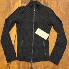 NWT 2 Define Flock Full Length Jacket Nulu Zip Black Lululemon - Polka Dot