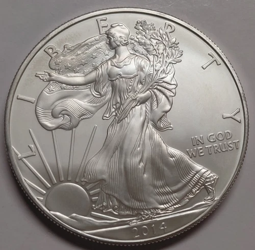 2014 SILVER EAGLE BRILLANT UNCIRCULATED BLAST WHITE COIN FRESH FROM ROLL