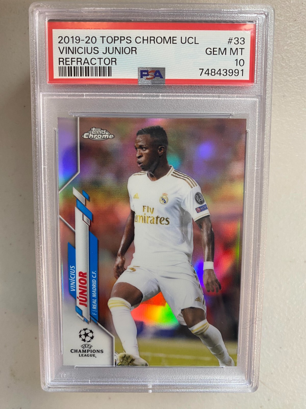 2019/20 TOPPS CHROME UCL Vinicius Junior #33 Refractor Real Madrid PSA 10