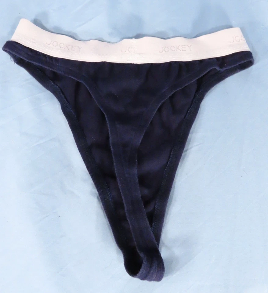 De Colección Jockey Atti2des AZUL MARINO TEJIDO TANGA BRAGAS Blanco Logo Cintura RIO CORTE ALTO 6/7 Foto 4 de 4