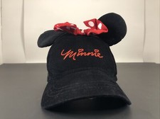 Disney Minnie Mouse Black Red/White Bow Cap Adjustable OSFM Girl/Women Hat