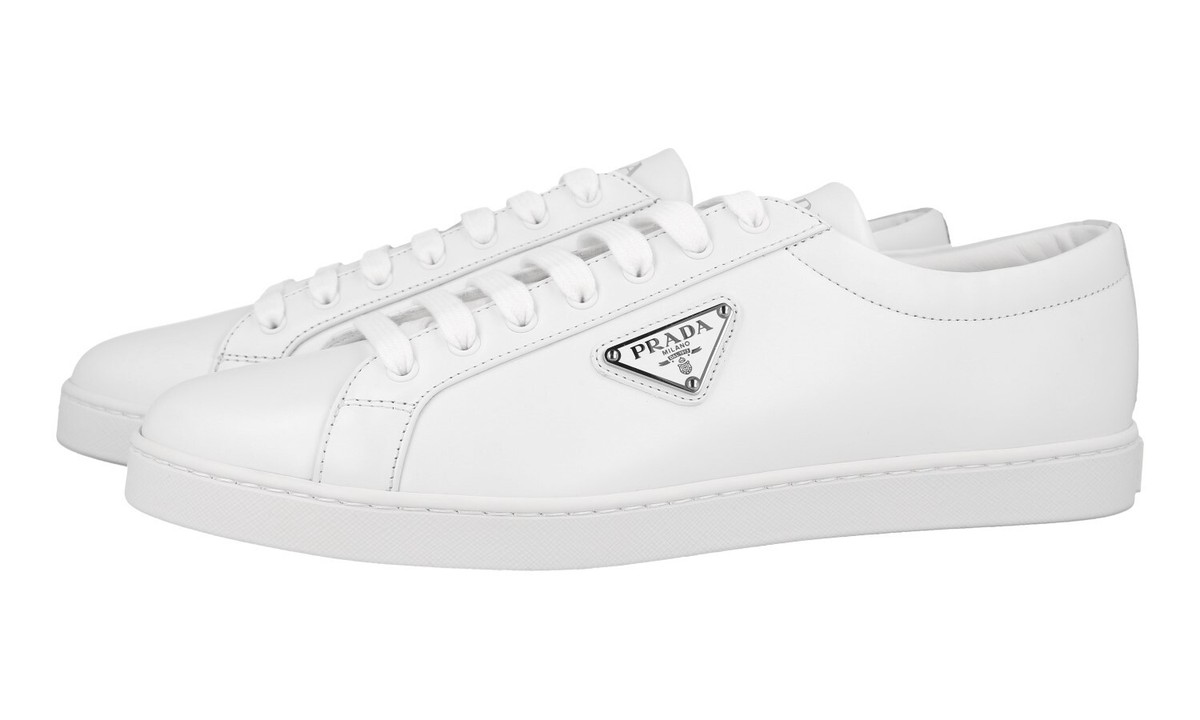 PRADA SNEAKERS SHOES 2EE376 SOLID ALL WHITE LEATHER NEW | eBay display picture 1