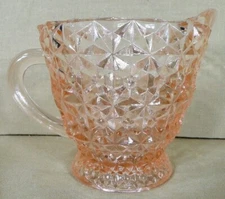 Pink Depression Glass Creamer Holiday Buttons and Bows by Jeanette