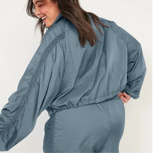 Chaqueta de Correr Ligera Repelente al Agua Recortada Azul Marino Antigua con Etiquetas para Mujer XL - Imagen 4 de 9
