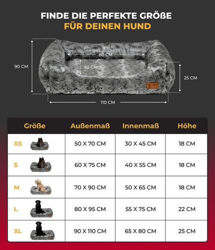 Hundebett Hundekissen Kuschelbett Deluxe orthopädisch waschbar Exklusiv Shadow - Bild 41 von 43