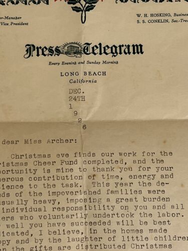 1926 Signed Telegram From William F. Prisk California newspaper executive politi - Picture 2 of 6