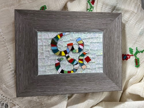 Om/Ohm/Aum Symbol Mosaic framed Buddhism, Hinduism symbol, yoga symbo - Picture 5 of 10