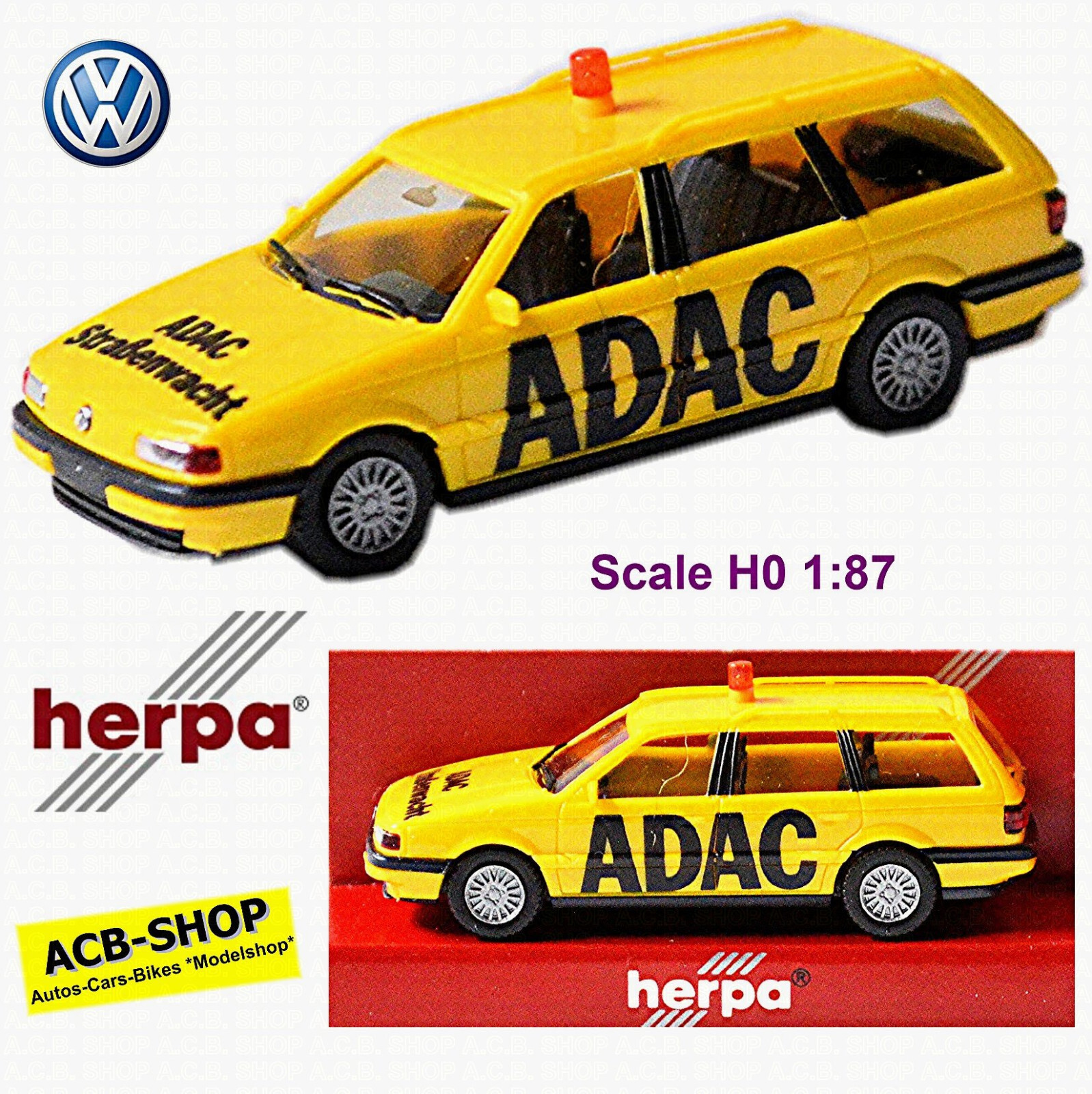 Vw Passat III Variant GL Adac Type: B3 1988-93 Yellow 1:87 Herpa 041751