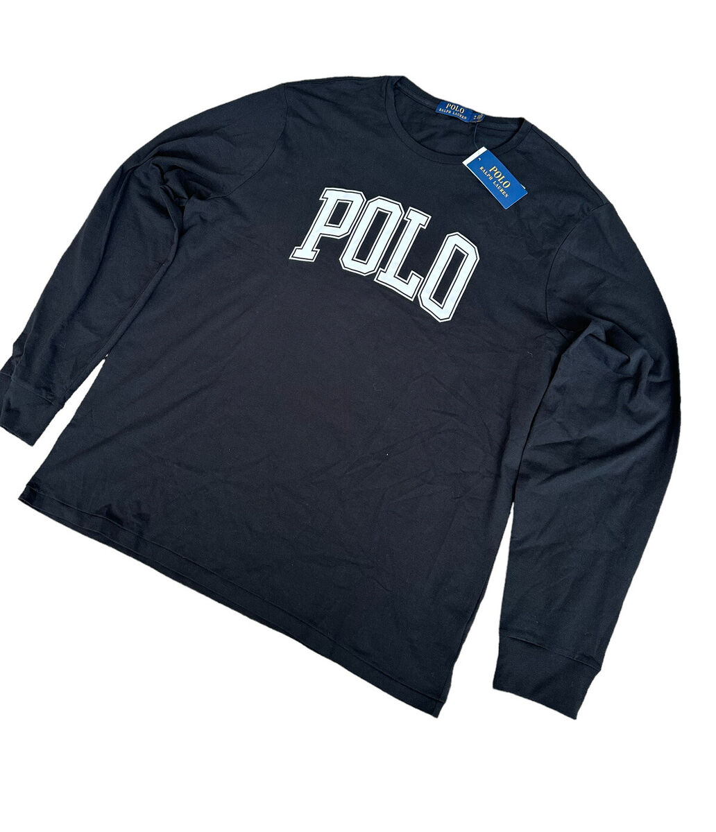 Polo Ralph Lauren Men's Black POLO Logo Crew-Neck Long Polo Ralph Lauren Men's Black POLO Logo Crew-Neck Long