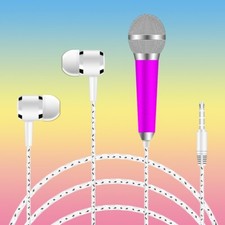 USA Seller Earphone 3.5mm W/ Mini microphone Phone Karaoke Mics For AndroidPhone