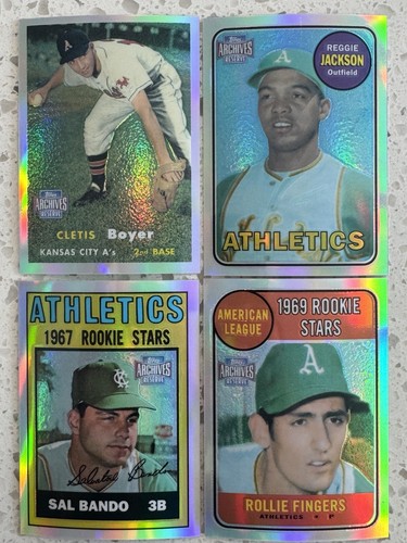 (4) OAKLAND A’s 2001 Topps Archives Reserve REFRACTOR Reggie Jackson etc.