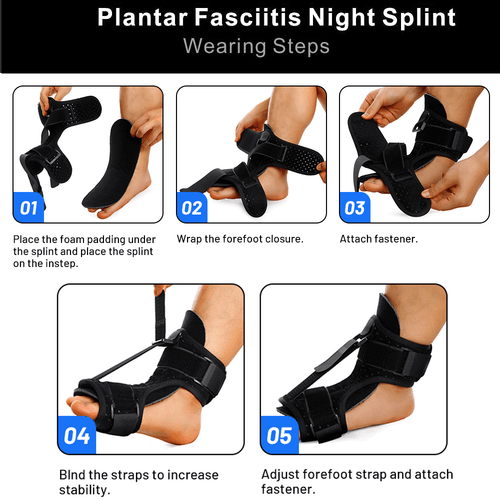 Plantar Fasciitis Night Splint & Support, Adjustable Orthotic Foot Drop Brace - Picture 8 of 13