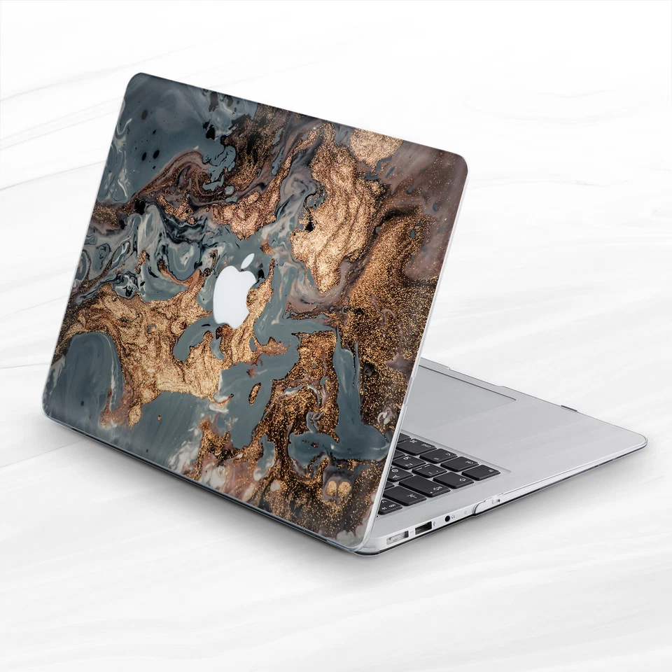 Gray Black Gold Oil Marble Hard Case Cover For Macbook Air 11 13 Pro 13 14 15 16 - Image 3 of 4