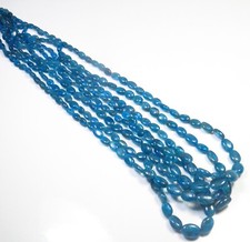 Beautiful Natural Neon Blue Apatite Gemstone Smooth Oval Beads 18"Strand GV-3157