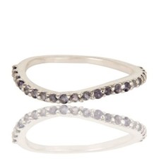 Natural Iolite Gemstone Birthstone Jewelry 925 Sterling Silver Eternity Ring