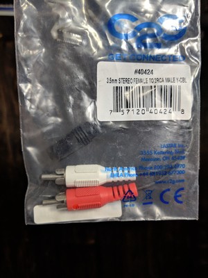 C2G 40424 Value Series One 3.5mm Stereo Female to Two RCA Stereo Male Y-Cable...