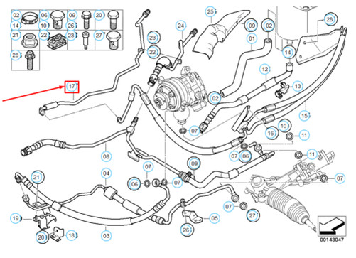 NEW BMW 5 E60 POWER STEERING PRESSURE HOSE 32416767425 6767425 OEM 