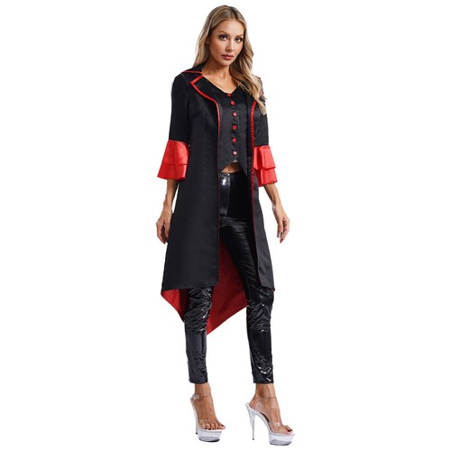 Ladies Vampire Costume Victorian Coat Stage Performance Jacket Palace Tailcoat - Picture 7 of 31