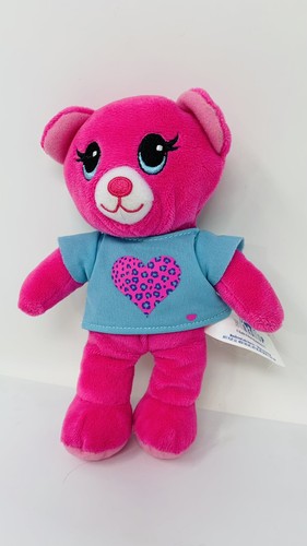 Build A Bear Buddy Plüsch kleiner rosa Teddybär Leopard Herzen Shirt 7 Zoll Stofftier - Bild 9 von 12