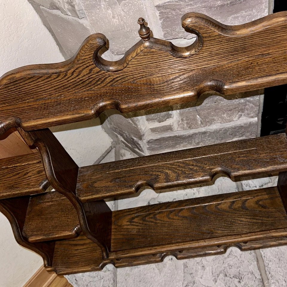 "Gabinete de curiosidades vintage 36x26x7"" roble 9 estantes pistola/bar/cocina/especias madera" Foto 3 de 4