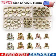 75Pcs 6mm-10mm Spring Clips Water/Fuel Vacuum Hose PipeTube Clamp Assortment Kit