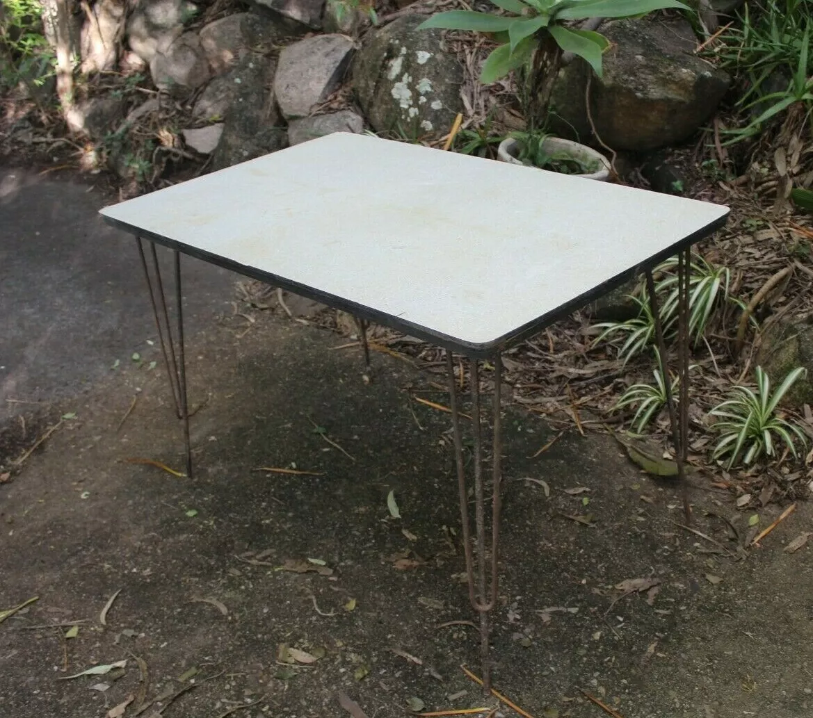 Vintage Retro Mid Century Table Formica Top STEEL FRAME 1960s Furniture
