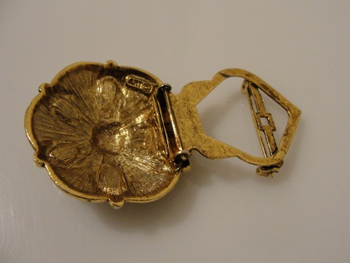 "Pin de combinación de cuentas turquesa imitación broche y bufanda de vestido clip firmado ""Arte"" 1,25" - Imagen 6 de 8