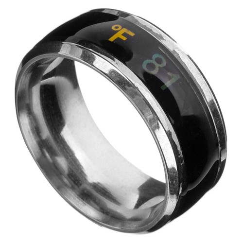 Bague Intelligente Noire Changeant De Couleur Avec L'humeur/température - Acier, Taille X, Neuf