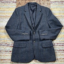 Jack Wills Moon Tweed Blazer Jacket Men's 40 Dark Grey 100% Wool Sports Coat
