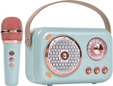 Portable Bluetooth Speaker with Microphone Set,Retro Speaker with Home Karaoke
