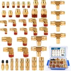 43Pcs Brass DOT Air Line Fittings Kit 1/4" 3/8" 1/2" Quick Connect Air Fittings