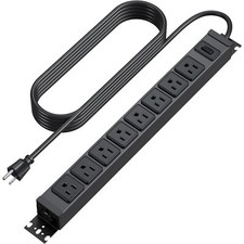 8 Outlet Rotating Mountable Power Strip Heavy Duty with 6ft Cord Black