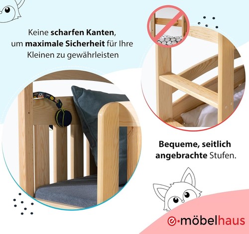 Etagenbett 80x170 Kinderbett mit Dach Hausbett Stockbett KIEFER Bett Hochbett - Bild 4 von 10