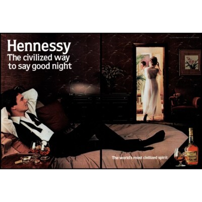 1983 Hennessy Cognac 2 Page Vintage Print Ad Good Night Gown